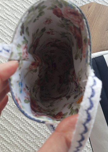 Gri Denim ve siyah beyaz su şişesi tasima cantasi. - Görsel 6