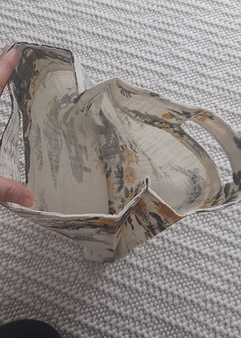 krem Gri Desenli Bohem Kadın el Çantasi - Görsel 3