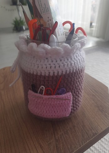 Pembe Örgü Saklama Sepeti - Görsel 3