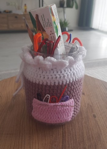 Pembe Örgü Saklama Sepeti - Görsel 4