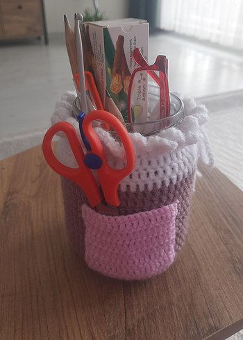 Pembe Örgü Saklama Sepeti - Görsel 2