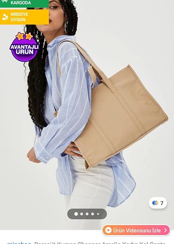 Bej Deri Kadın Boyfriend Pantolon - Görsel 4