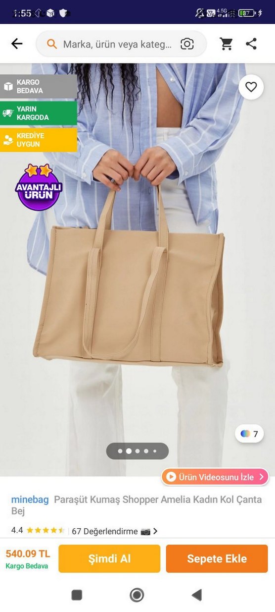 Bej Deri Kadın Boyfriend Pantolon - Görsel 3