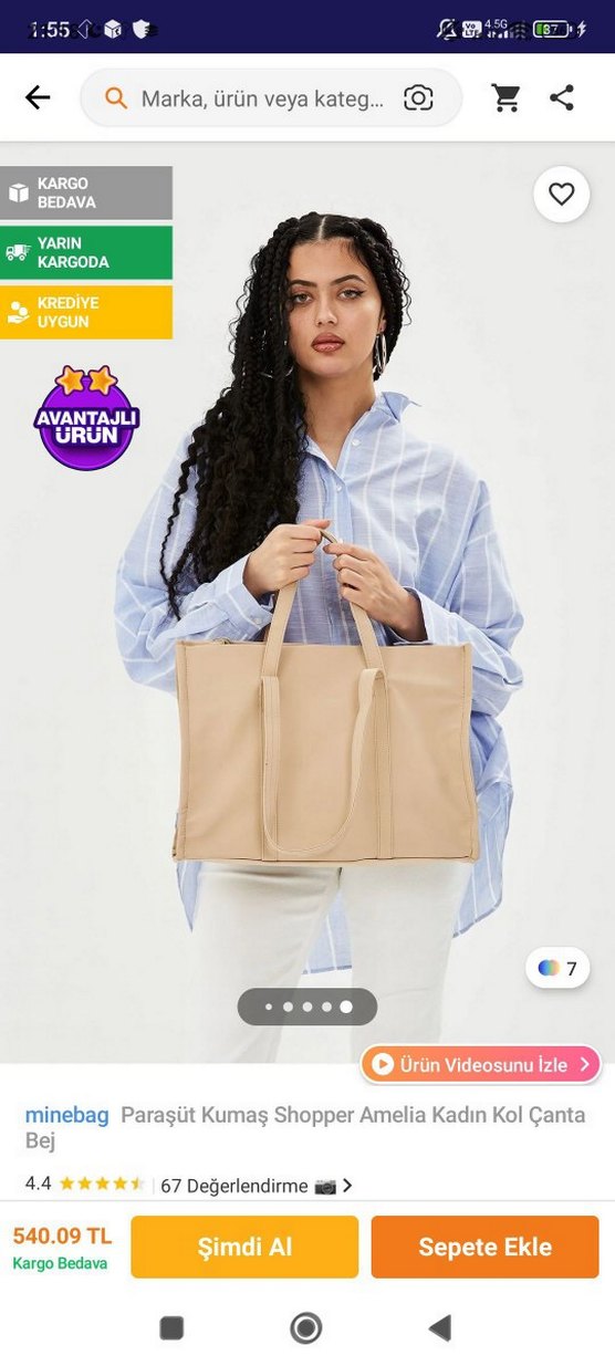 Bej Deri Kadın Boyfriend Pantolon - Görsel 2