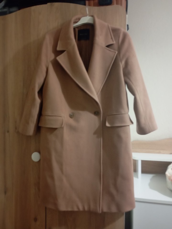 Bej Midi Süet Kadın Kaban - Görsel 2