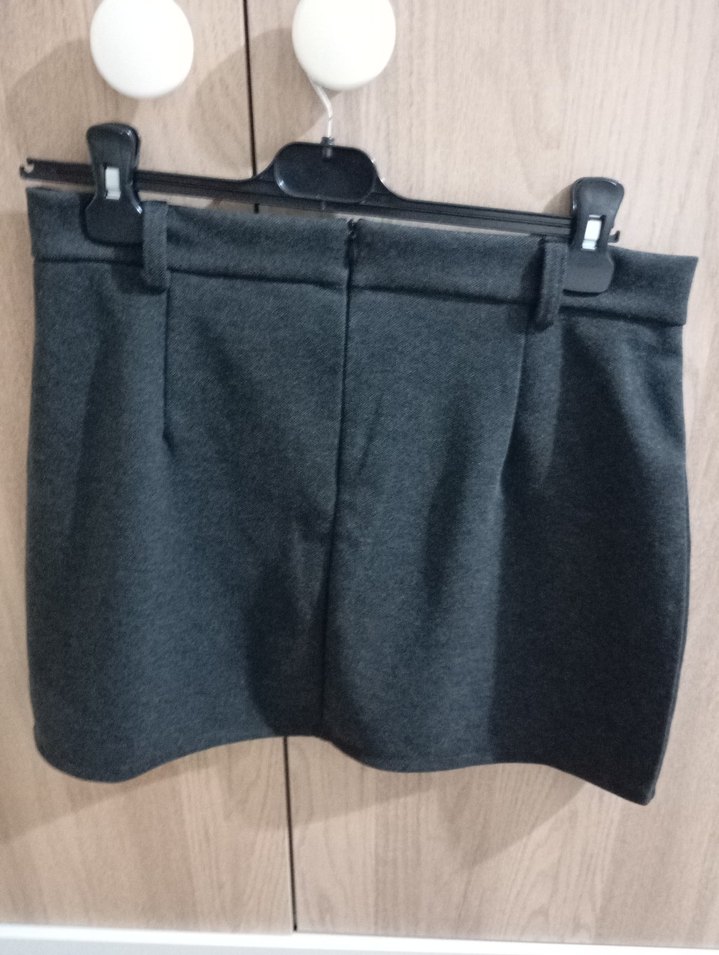 Gri Kemerli Mini Etek - Görsel 2