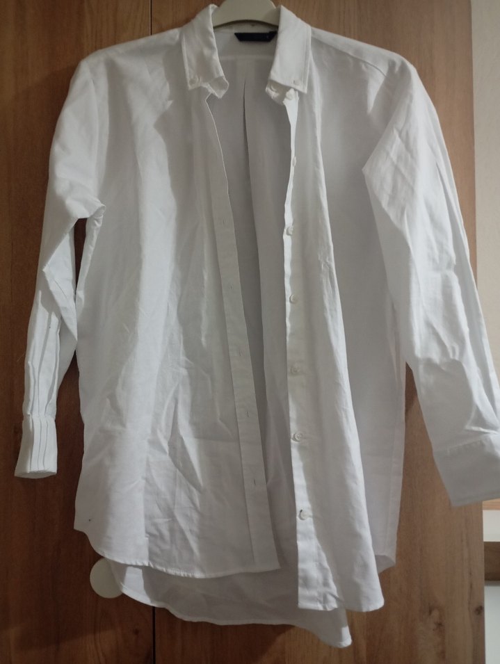 Kadın Beyaz Uzun Kollu Keten Gömlek - Görsel 3