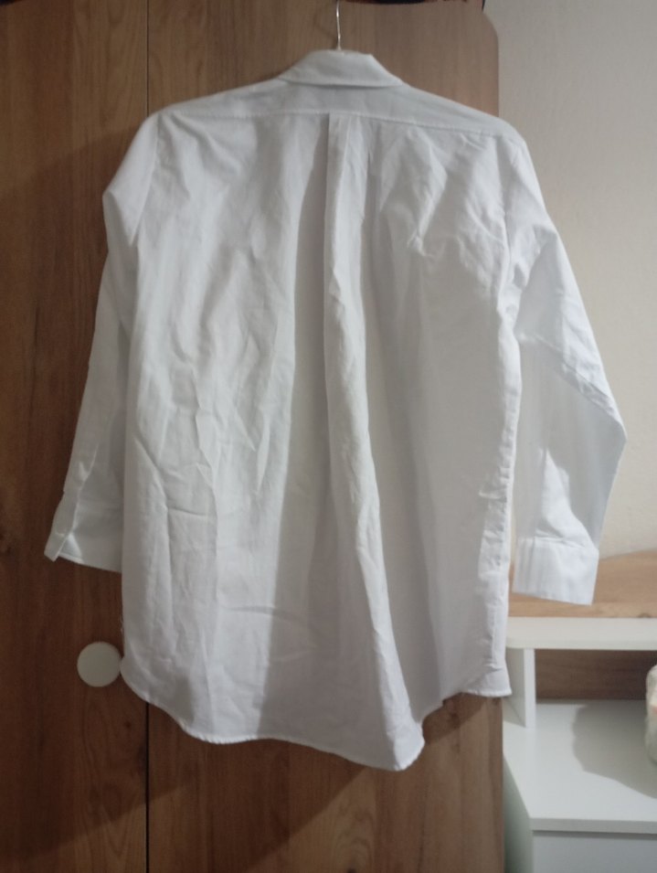 Kadın Beyaz Uzun Kollu Keten Gömlek - Görsel 4