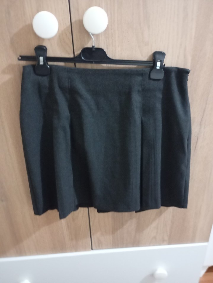 Gri Pilili Midi Kadın Etek - Görsel 3