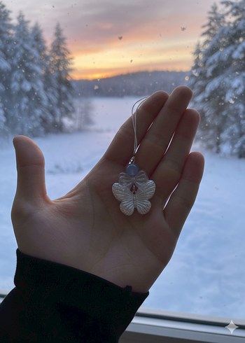 Şeffaf Kelebek Desenli Mini Charm - Görsel 2