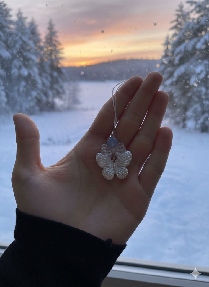 Şeffaf Kelebek Desenli Mini Charm - Görsel 2