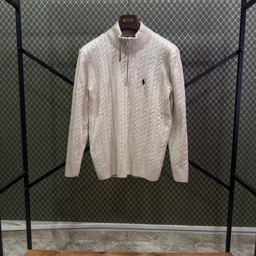 Pamuk Örgü Yarım Fermuarlı Erkek Triko - Görsel 3