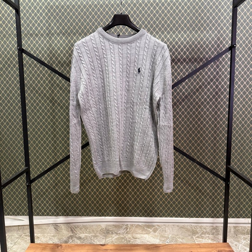 Gri / Siyah / Lacivert Erkek Örgü Bisiklet Yaka Kazak - Görsel 4