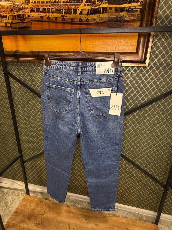 Erkek Mavi Batik Desenli Regular Fit Denim Pantolon - Görsel 3