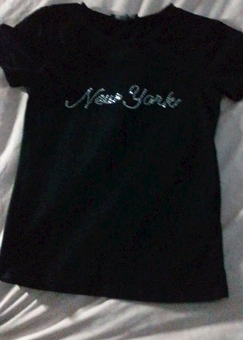 kadın Siyah uzun New York yazan crop - Görsel 3