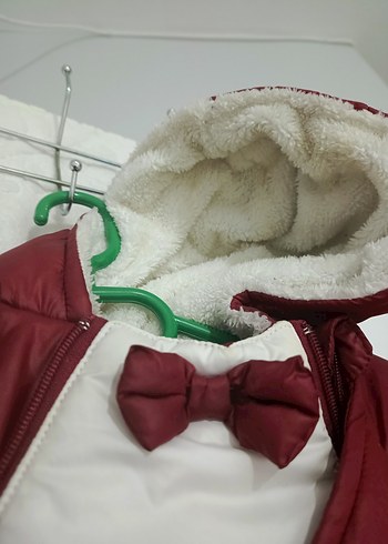 Bordo Kürklü Bebek Kış Tulumu - Görsel 4