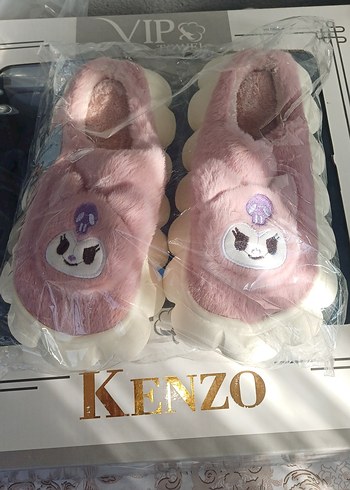 Kızlar için kahverengi peluş ev terliği - Görsel 6