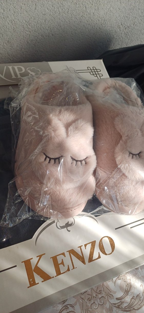 Kızlar için kahverengi peluş ev terliği - Görsel 2