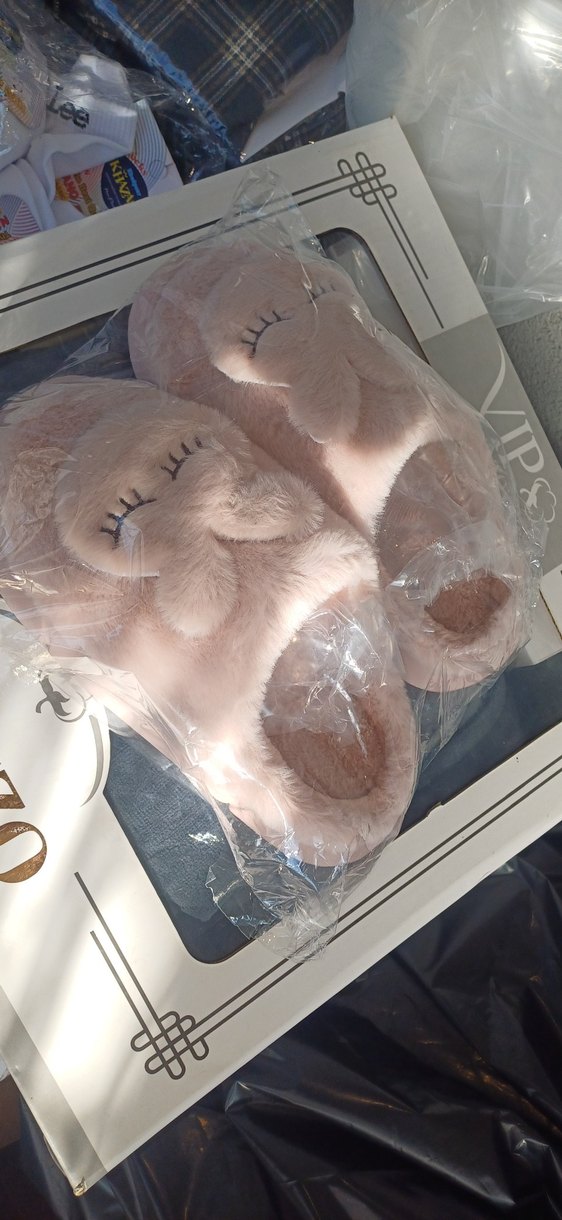 Kızlar için kahverengi peluş ev terliği - Görsel 3