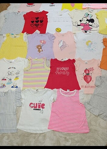 9-12 Ay Beden çeşitli Renk Kız bebek tişörtler