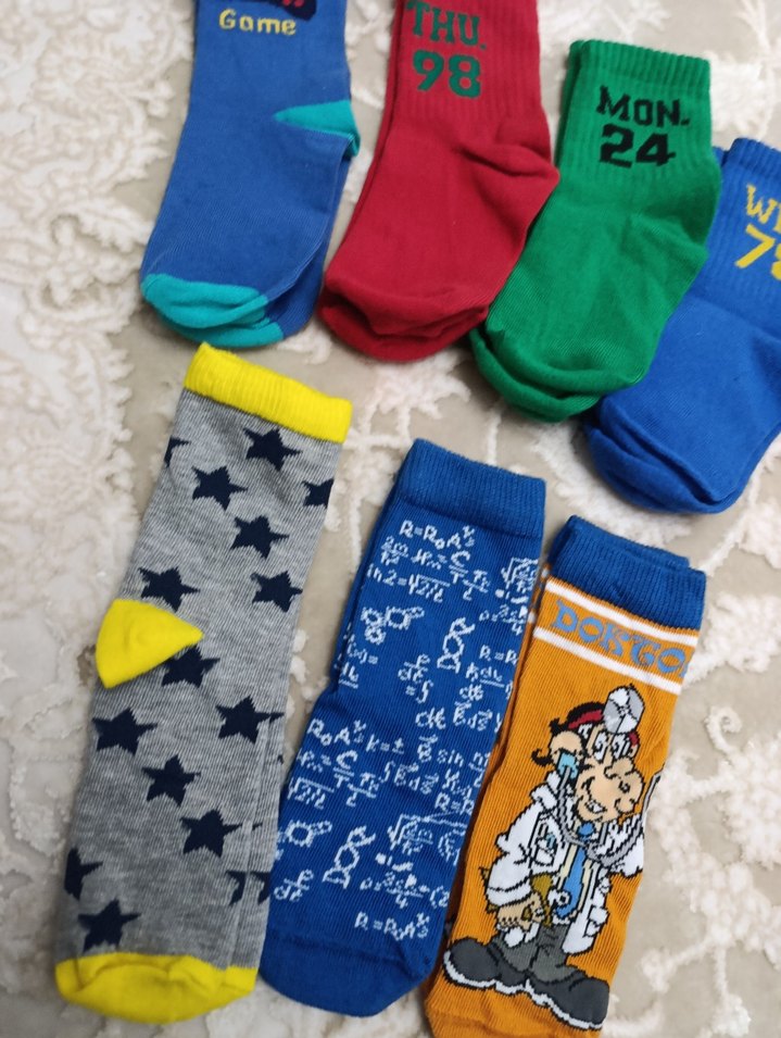 Çocuk Çok Renkli Baskılı Çorap Seti - Görsel 3