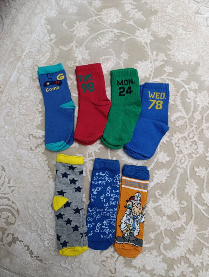 Çocuk Çok Renkli Baskılı Çorap Seti - Görsel 2