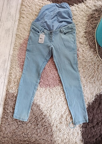 Hamile Kot Pantolon Bel Detaylı Mavi - Görsel 8