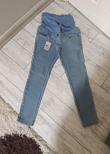 Hamile Kot Pantolon Bel Detaylı Mavi - Görsel 2