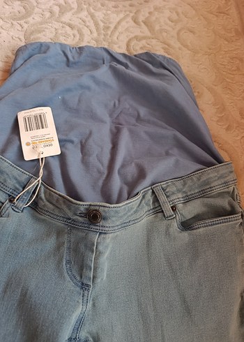 Hamile Kot Pantolon Bel Detaylı Mavi - Görsel 7