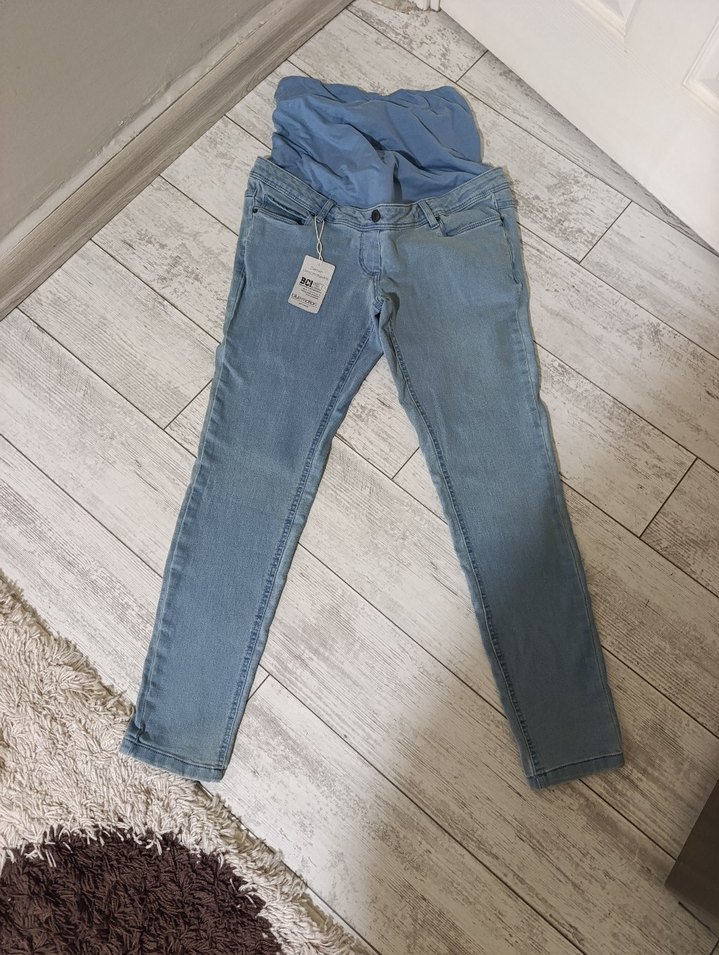 Hamile Kot Pantolon Bel Detaylı Mavi - Görsel 2