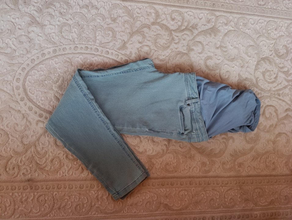 Hamile Kot Pantolon Bel Detaylı Mavi - Görsel 3