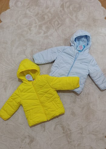 kız bebek Kapüşonlu Sarı Fermuarlı Mont