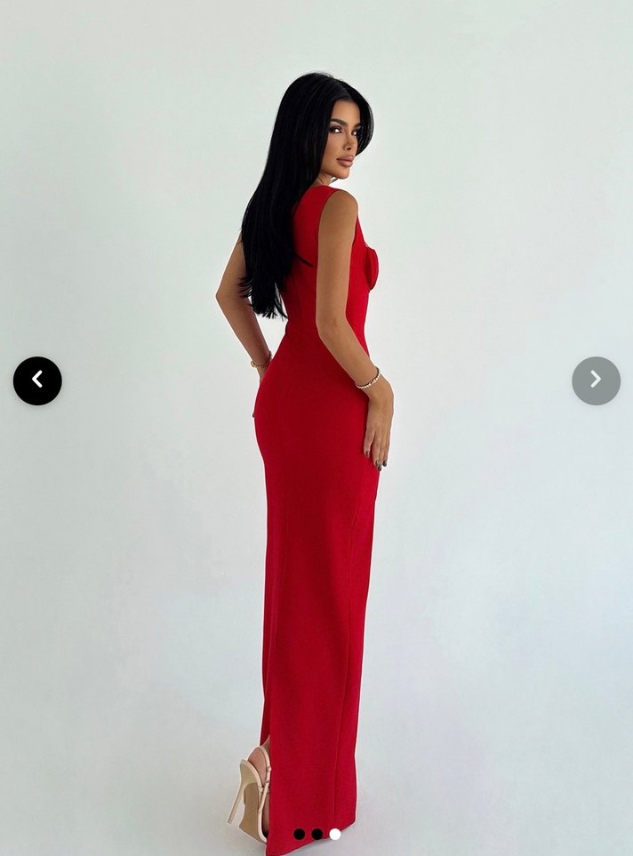 Eyyo Kırmızı Uzun Elbise - Görsel 2