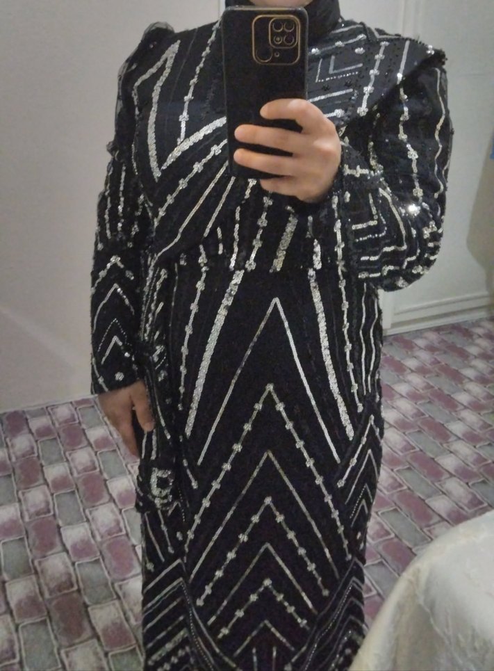 Siyah Desenli Uzun Bohem Kadın Elbise - Görsel 2