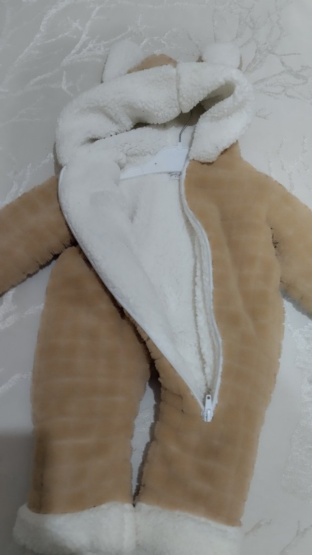 Kürklü Bebek Kayak Tulumu Bej - Görsel 3