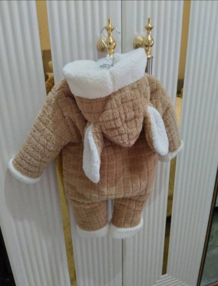 Kürklü Bebek Kayak Tulumu Bej - Görsel 2