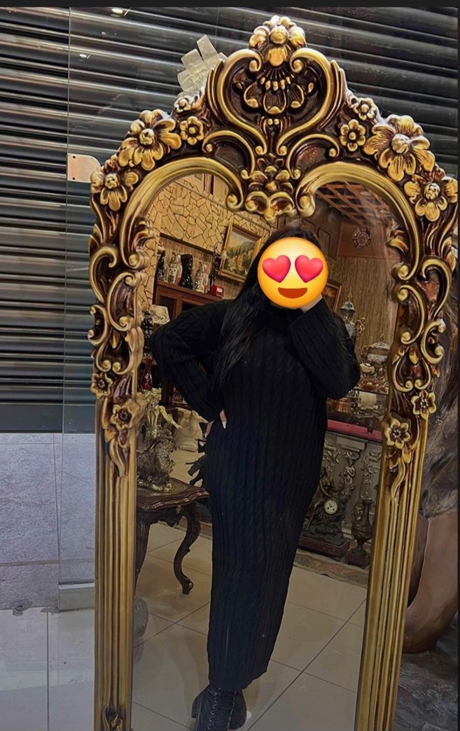 Siyah Örgü Boğazlı Uzun Kadın Elbise - Görsel 2