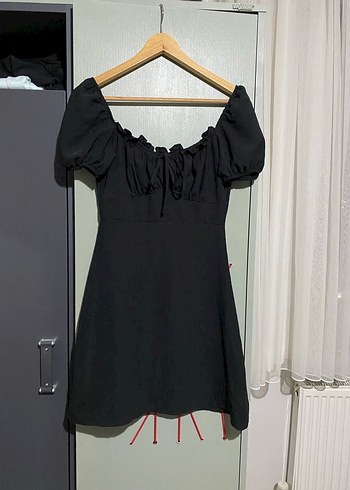 Siyah Fırfırlı Midi Kadın Elbise - Görsel 2