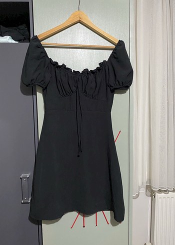 Siyah Fırfırlı Midi Kadın Elbise - Görsel 3