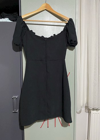 Siyah Fırfırlı Midi Kadın Elbise - Görsel 4