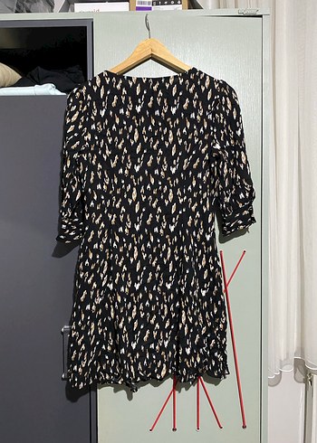 V Yaka Düğmeli Midi Kadın Elbise - Görsel 3