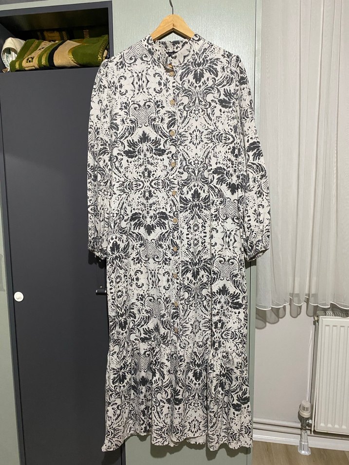 Uzun Kollu Bohem Desenli Uzun Elbise - Görsel 2