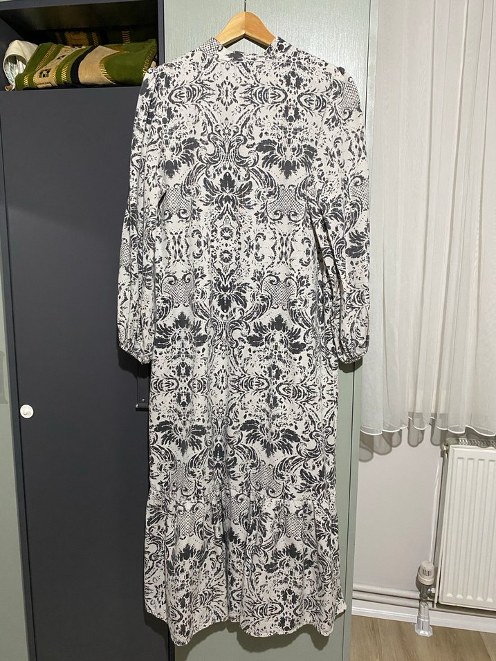 Uzun Kollu Bohem Desenli Uzun Elbise - Görsel 4