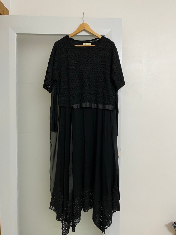 Drapeli Siyah Rahat Kesim Bluz - Görsel 2