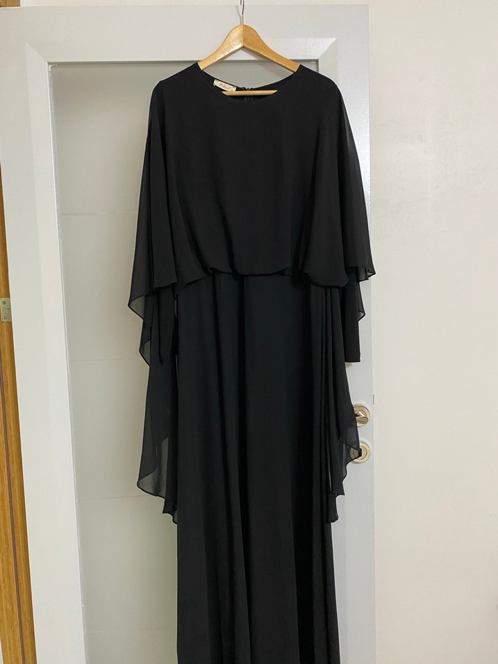 Siyah Uzun Kollu Salaş Kadın Abiye - Görsel 2