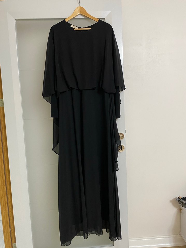 Siyah Uzun Kollu Salaş Kadın Abiye - Görsel 4