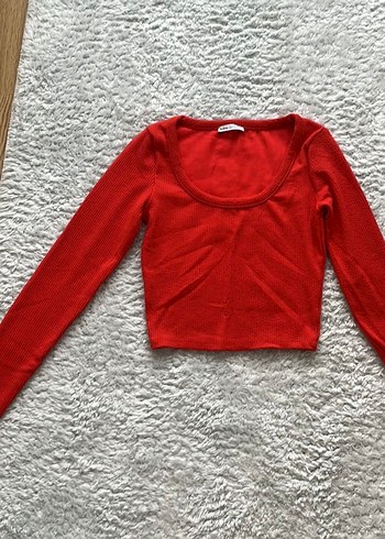 Bershka Kirmizi Crop Ust