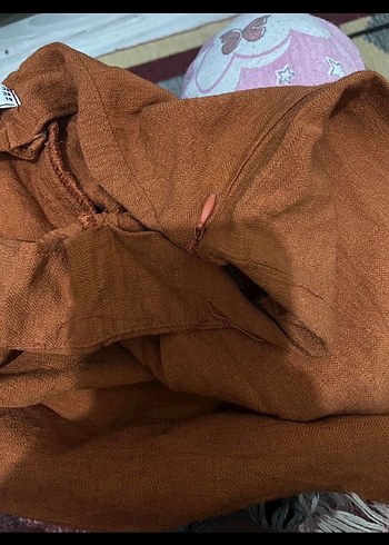 Kahverengi Keten Salaş Kadın Tulum - Görsel 3