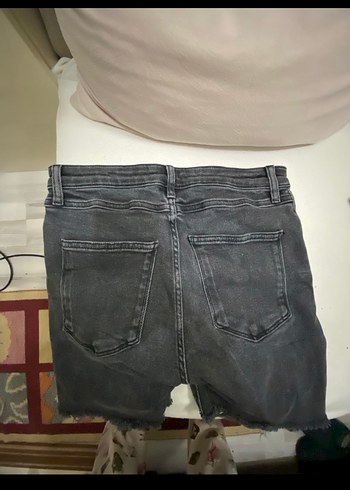 Kadın Gri Midi Boy Denim Şort - Görsel 2