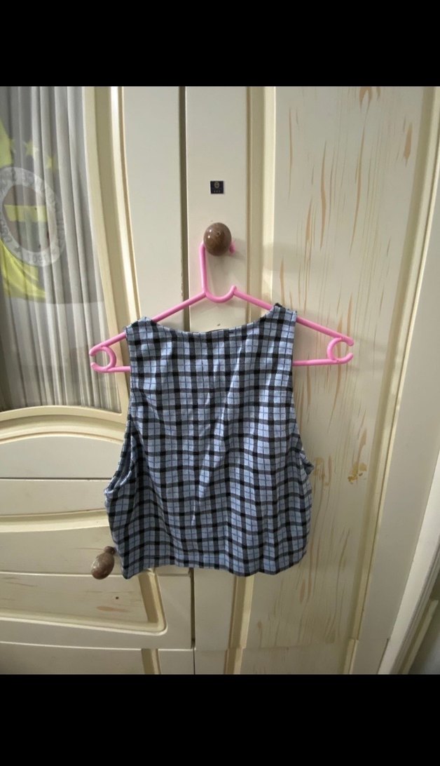 Gri Kareli Askısız crop - Görsel 2